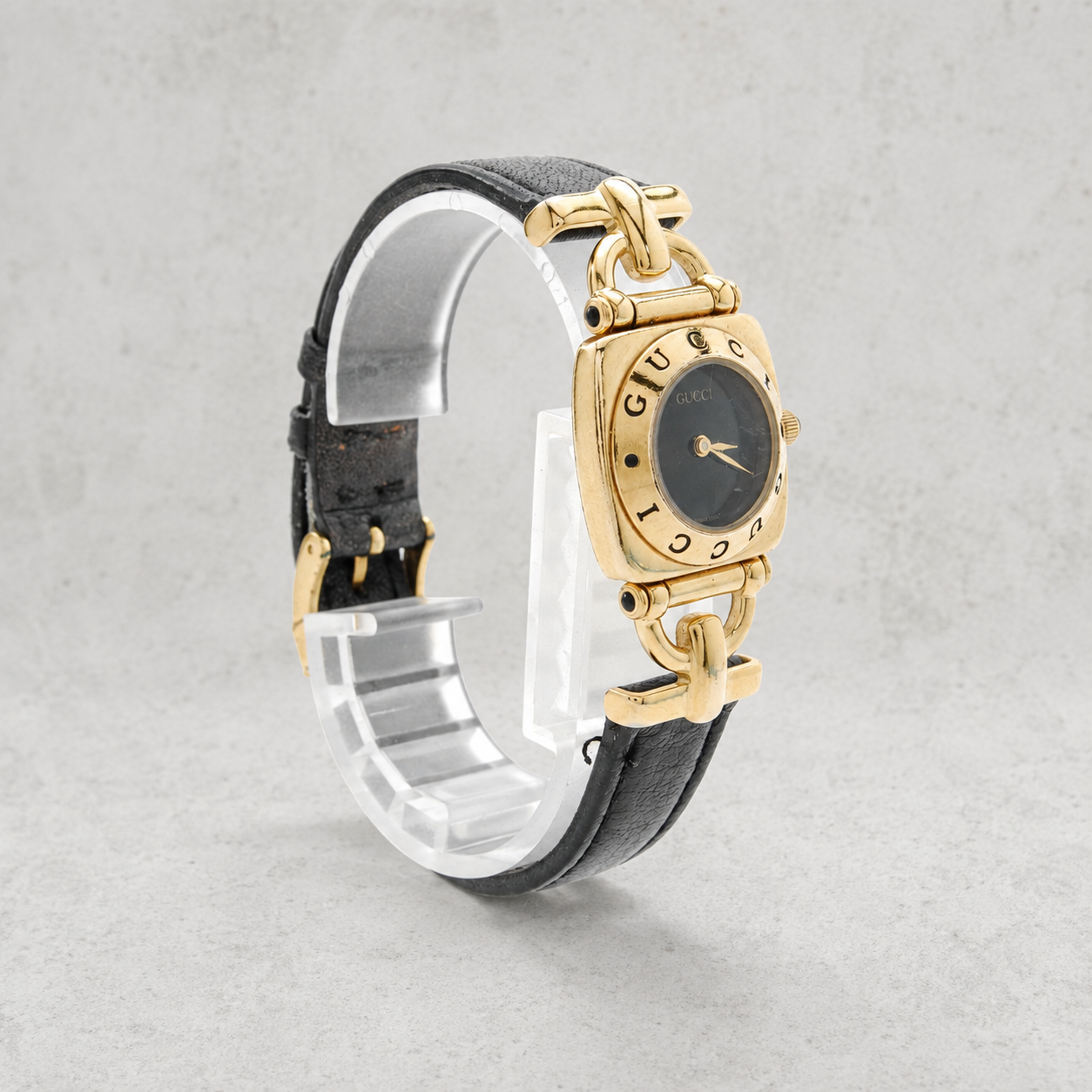 GUCCI ／6300L ホースビット ブラック ゴールド レザー 稼働品