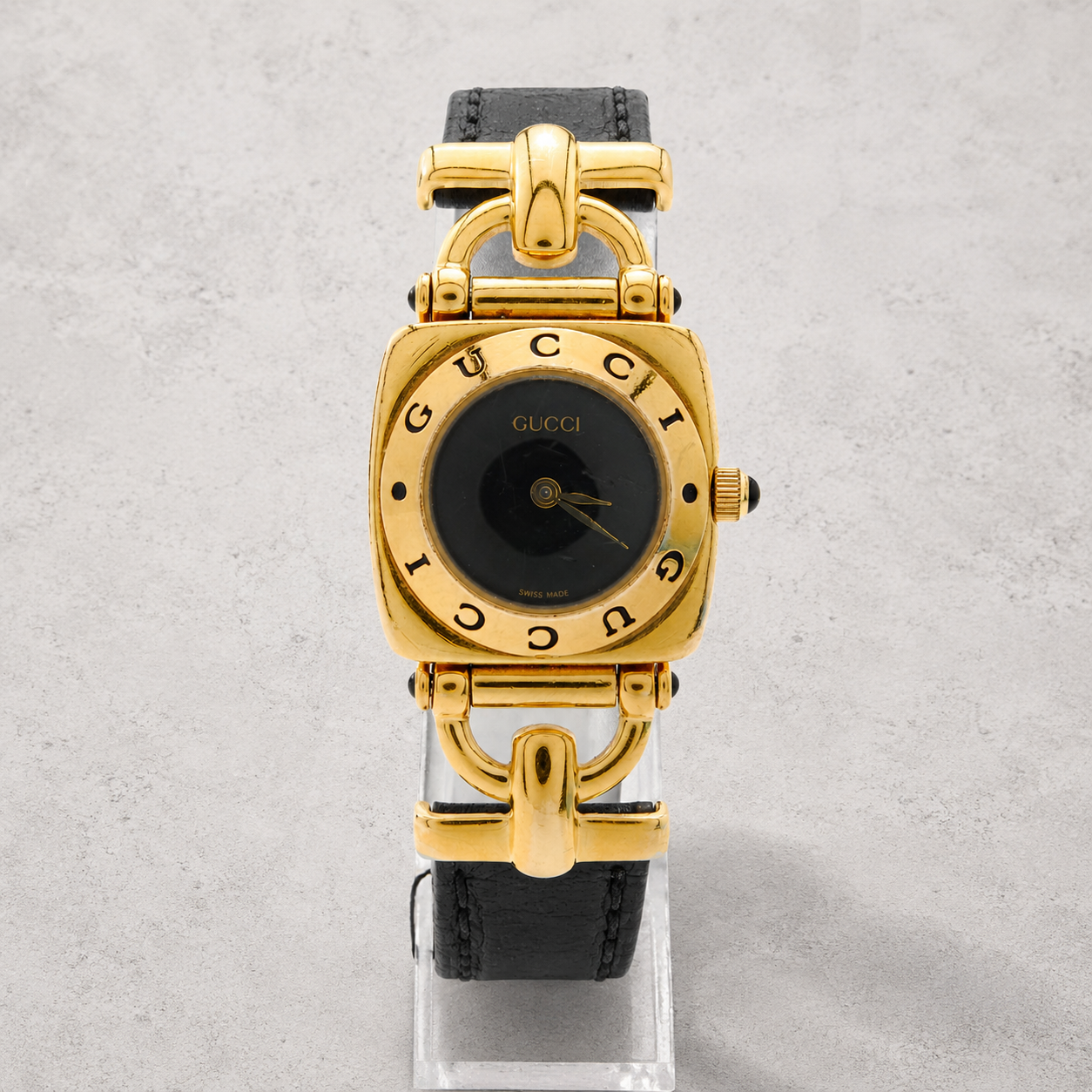 GUCCI ／6300L ホースビット ブラック ゴールド レザー 稼働品