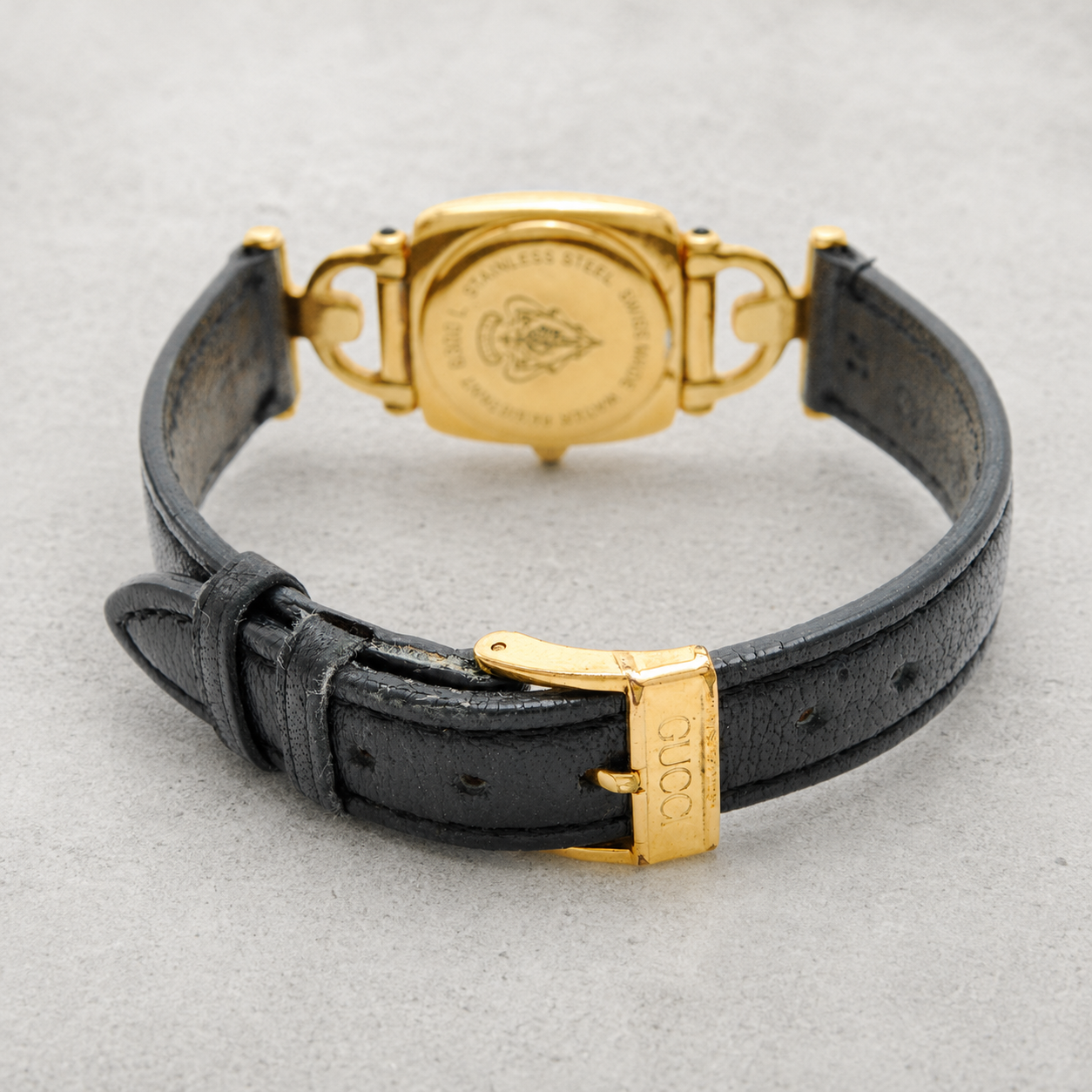 GUCCI ／6300L ホースビット ブラック ゴールド レザー 稼働品