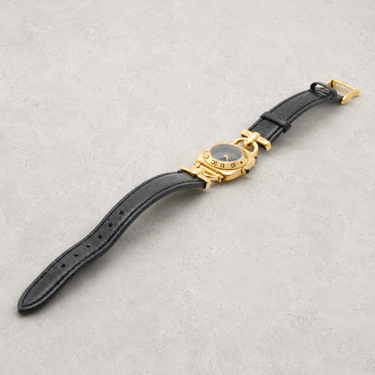 GUCCI ／6300L ホースビット ブラック ゴールド レザー 稼働品