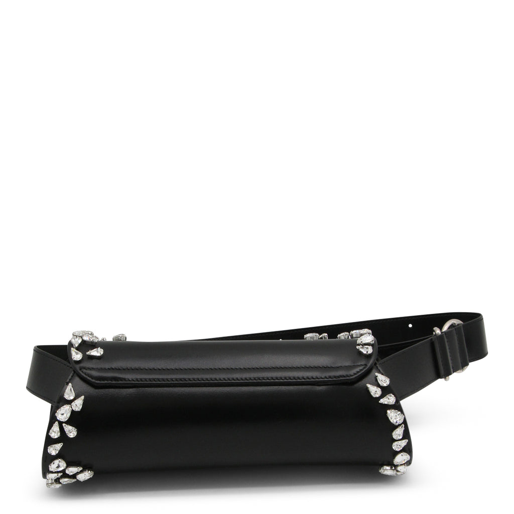 JIL SANDER / BLACK LEATHER CANNOLO SMALL CROSSBODY BAG