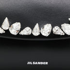 JIL SANDER / BLACK LEATHER CANNOLO SMALL CROSSBODY BAG